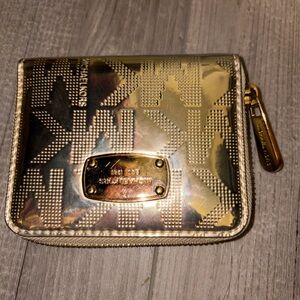 Michael Kors Metallic Gold Zip Wallet